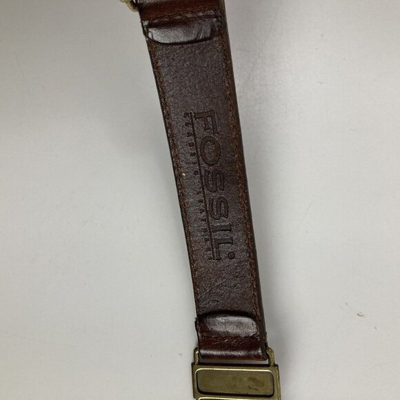 Vtg 90s Fossil Women’s Brown Leather and Metal Link Waist Belt - Picture 8 of 10